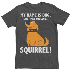 �f�B�Y�j�[ �s�N�T�[ �����Y �g�b�v�X T�V���c Disney / Pixar's Up Dug Men'squirrel Quotee Charcoal Heather �`���R�[��