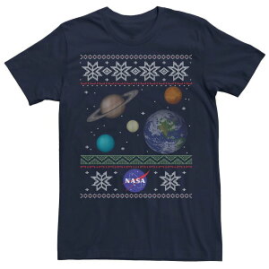 �A�j���L�����N�^�[ �����Y �g�b�v�X T�V���c �Z�[�^�[ Licensed Character Men's NASA Solar System Ugly Christmasweater Tee Navy �l�C�r�[