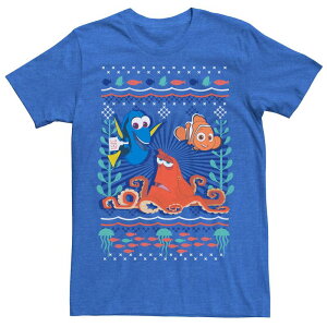�f�B�Y�j�[ �s�N�T�[ �����Y �g�b�v�X T�V���c �Z�[�^�[ �O���t�B�b�N Disney / Pixar's Finding Dory Men's Hank Nemo Dory Ugly Sweater Style Graphic Tee Royal Heather �w�U�[