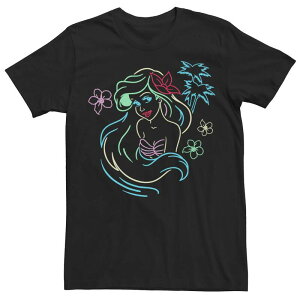 �f�B�Y�j�[ �����Y �g�b�v�X T�V���c �O���t�B�b�N Disney's The Little Mermaid Men's Ariel Neon Lights Graphic Tee Black �u���b�N