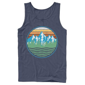 �A�j���L�����N�^�[ �����Y �g�b�v�X T�V���c Licensed Character Men's Wavy Mountain Line Art Circle Tank Top Navy �l�C�r�[