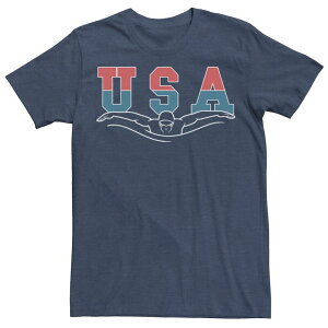 �A�j���L�����N�^�[ �����Y �g�b�v�X T�V���c Licensed Character Men's USA Swimmer Outline Tee Navy Heather �w�U�[