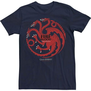 �A�j���L�����N�^�[ �����Y �g�b�v�X T�V���c Licensed Character Men's Game Of Thrones Fire And Blood Targaryen Sigil Tee Navy �l�C�r�[