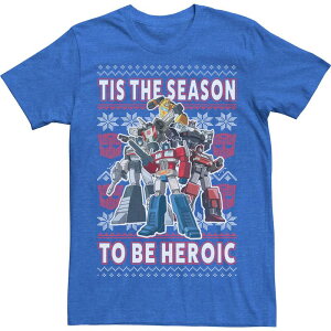 �A�j���L�����N�^�[ �����Y �g�b�v�X T�V���c Licensed Character Men's Transformers Christmas Tis The Season To Be Heroic Tee Royal Heather �w�U�[