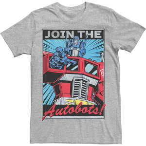 �A�j���L�����N�^�[ �����Y �g�b�v�X T�V���c Licensed Character Men's Transformers Optimus Prime Join The Autobots Poster Tee Athletic Heather �w�U�[