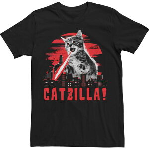 �A�j���L�����N�^�[ �����Y �g�b�v�X T�V���c �g�[�� Licensed Character Big & Tall Kitten Vs City Animal Tee Black �u���b�N