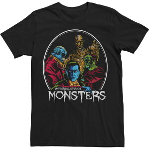 �A�j���L�����N�^�[ �����Y �g�b�v�X T�V���c �g�[�� Licensed Character Big & Tall Universal Monsters Monster Frame Poster Tee Black �u���b�N