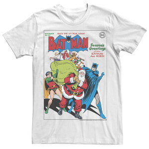 �A�j���L�����N�^�[ �����Y �g�b�v�X T�V���c �g�[�� Licensed Character Big & Tall DComicseasons Greetings From Batmand Robin Christmas Tee White �z���C�g