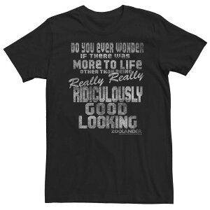 �A�j���L�����N�^�[ �����Y �g�b�v�X T�V���c �g�[�� Licensed Character Big & Tall Zoolander Is There More To Life Quotee Black �u���b�N