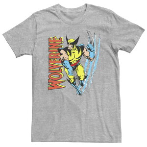 �A�j���L�����N�^�[ �����Y �g�b�v�X T�V���c ���B���e�[�W �g�[�� Licensed Character Big & Tall Marvel X-Men Wolverine Vintage Claw Slice Tee Athletic Heather �w�U�[