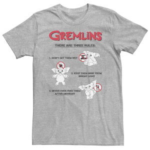 �A�j���L�����N�^�[ �����Y �g�b�v�X T�V���c �g�[�� Licensed Character Big & Tall Gremlins There Are Three Rules Tee Athletic Heather �w�U�[