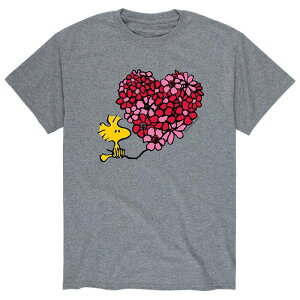 �A�j���L�����N�^�[ �����Y �g�b�v�X T�V���c �t�����[�� �t�����[ Licensed Character Men's Peanuts Woodstock Floral Heartee Gray �O���[
