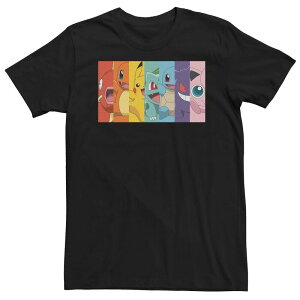 �A�j���L�����N�^�[ �����Y �g�b�v�X T�V���c �g�[�� Licensed Character Big & Tall Pokemon Poke Rainbow Charmander Mayikarpikachu Bulbasaur Squirtle Gengar Jigglypuff Tee Black �u���b�N
