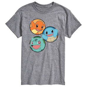 �A�j���L�����N�^�[ �����Y �g�b�v�X T�V���c �O���t�B�b�N Licensed Character Men's Pokemon Squirtle Bulbasaur Charmander Graphic Tee Heather Gray �O���[