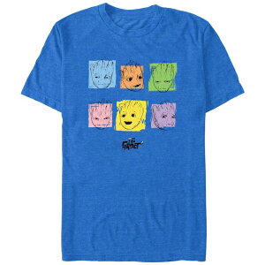 �A�j���L�����N�^�[ �����Y �g�b�v�X T�V���c �O���t�B�b�N Licensed Character Men's I Am Groot Color Faces Graphic Tee Royal Heather �w�U�[