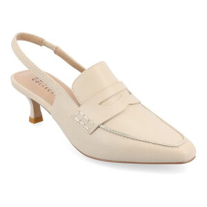 【送料無料】 ジュルネ コレクション レディース パンプス シューズ Women's Journee Collection Tru Comfort Foam Amory Kitten Heel Sling Back Loafer Style Pumps Beige