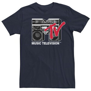 �A�j���L�����N�^�[ �����Y �g�b�v�X T�V���c ���S Licensed Character Men's MTV Boom Box Logo Tee Navy �l�C�r�[
