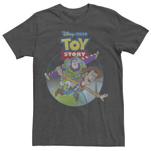 �f�B�Y�j�[ �s�N�T�[ �����Y �g�b�v�X T�V���c Disney / Pixar's Toy Story Woody & Buzz Lightyear Men's Fly Poster Tee Charcoal �`���R�[��