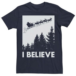 �A�j���L�����N�^�[ �����Y �g�b�v�X T�V���c Licensed Character Men'santa Claus I Believe Reindeer Christmas Tee Navy �l�C�r�[