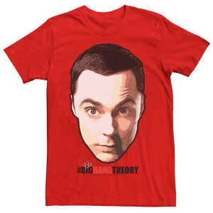 �A�j���L�����N�^�[ �����Y �g�b�v�X T�V���c Licensed Character Men's The Big Bang Theory Sheldon Big Face Tee Red ���b�h