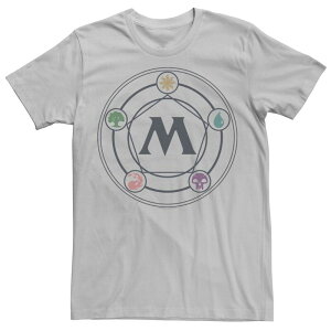 �A�j���L�����N�^�[ �����Y �g�b�v�X T�V���c Licensed Character Men's Magic The Gathering Mana Pentagon Poster Tee Silver �V���o�[