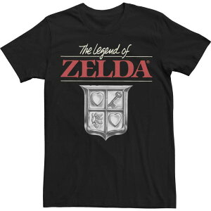 �A�j���L�����N�^�[ �����Y �g�b�v�X T�V���c �g�[�� ���S Licensed Character Big & Tall Nintendo Zelda Crest Shield Gaming Logo Tee Black �u���b�N