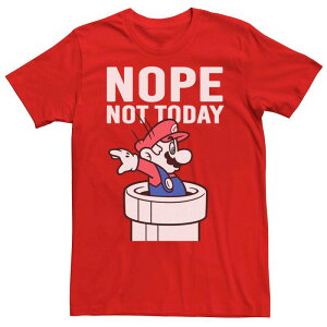 �A�j���L�����N�^�[ �����Y �g�b�v�X T�V���c �O���t�B�b�N Licensed Character Men's Nintendo Super Mario Warpipe Nope Notoday Action Portrait Graphic Tee Red ���b�h