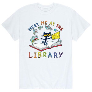 �A�j���L�����N�^�[ �����Y �g�b�v�X T�V���c Licensed Character Men's Pete The Cat Meet At Library Tee White �z���C�g