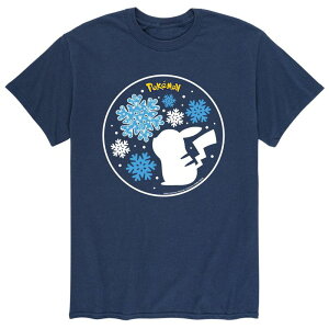 �A�j���L�����N�^�[ �����Y �g�b�v�X T�V���c Licensed Character Men's Pokemon Snowflake Pikachu Tee Navy �l�C�r�[