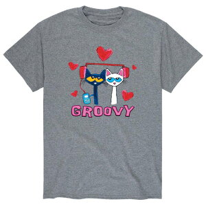 �A�j���L�����N�^�[ �����Y �g�b�v�X T�V���c Licensed Character Men's Pete the Cat Groovy Love Tee Gray �O���[