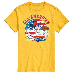 �f�B�Y�j�[ �����Y �g�b�v�X T�V���c �O���t�B�b�N Disney's Mickey Mouse Men's All-American Baseball Graphic Tee Yellow �C�G���[