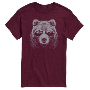 �A�j���L�����N�^�[ �����Y �g�b�v�X T�V���c �O���t�B�b�N Licensed Character Men's Mountain Bear Sunglasses Graphic Tee Red ���b�h