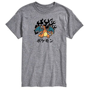 �A�j���L�����N�^�[ �����Y �g�b�v�X T�V���c Licensed Character Men's Pokemon Charizard Flash Fire Tee Athletic Heather Gray �O���[