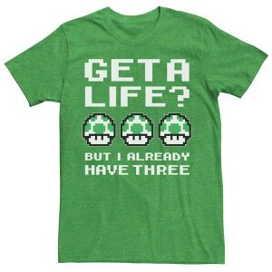 �A�j���L�����N�^�[ �����Y �g�b�v�X T�V���c �O���t�B�b�N Licensed Character Men's Nintendo 1Up I have Three Liveshort Sleeve Graphic Tee Kelly Heather �w�U�[
