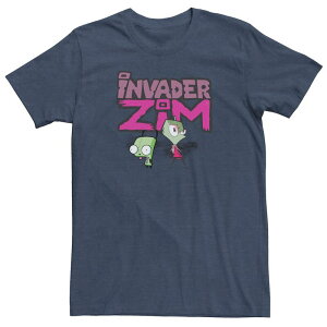 �A�j���L�����N�^�[ �����Y �g�b�v�X T�V���c ���S Licensed Character Men's Invader Zim and Gir Painted Logo Tee Navy Heather �w�U�[