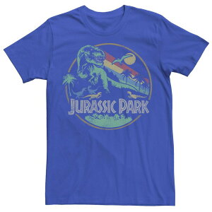 �A�j���L�����N�^�[ �����Y �g�b�v�X T�V���c Licensed Character Men's Jurassic Park Retro Circle Color Stripes Tee Royal �X�g���C�v