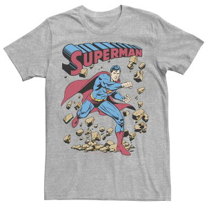 �A�j���L�����N�^�[ �����Y �g�b�v�X T�V���c ���B���e�[�W Licensed Character Men's DComicsuperman Smash Rocks Vintage Poster Tee Athletic Heather �w�U�[