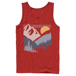 �A�j���L�����N�^�[ �����Y �g�b�v�X T�V���c Licensed Character Men'slanted Sun And Mountains Tank Top Red ���b�h