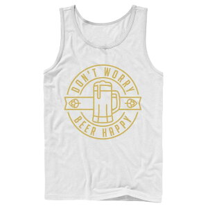 �A�j���L�����N�^�[ �����Y �g�b�v�X T�V���c Licensed Character Men's Don't Worry Beer Happy Circle Tank Top White �z���C�g