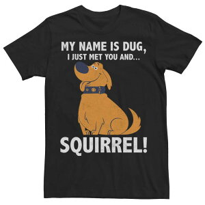 �f�B�Y�j�[ �s�N�T�[ �����Y �g�b�v�X T�V���c Disney / Pixar's Up Dug Men's Just Met and SQUIRREL! Tee Black �u���b�N
