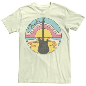 �A�j���L�����N�^�[ �����Y �g�b�v�X T�V���c ���S �O���t�B�b�N Licensed Character Men's Fender Groovy Sunset Logo Graphic Tee Natural