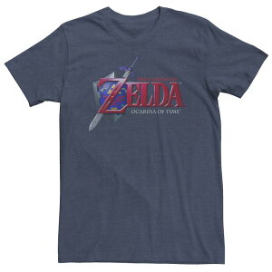 �A�j���L�����N�^�[ �����Y �g�b�v�X T�V���c �g�[�� ���S Licensed Character Big & Tall Nintendo Zelda Ocarina of Time Classic Logo Tee Navy Heather �w�U�[
