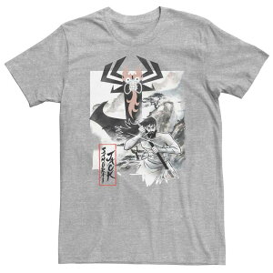 �A�j���L�����N�^�[ �����Y �g�b�v�X T�V���c �g�[�� Licensed Character Big & Tall Cartoonetwork Samurai Jack Aku Water Color Paint Sketch Tee Athletic Heather �w�U�[