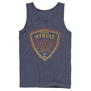 �A�j���L�����N�^�[ �����Y �g�b�v�X T�V���c Licensed Character Men's The Legend Of Zelda Explore Camp Hyrule Crestank Top Navy �l�C�r�[