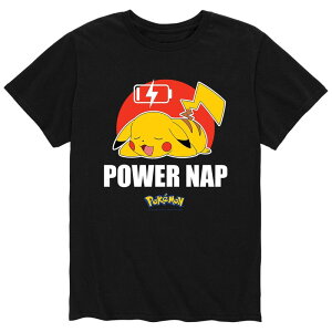 �A�j���L�����N�^�[ �����Y �g�b�v�X T�V���c Licensed Character Men's Pok mon Pikachu Power Nap Tee Black �u���b�N