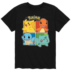 �A�j���L�����N�^�[ �����Y �g�b�v�X T�V���c Licensed Character Men's Pokemon Partner Squares Tee Black �u���b�N