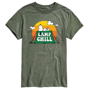 �A�j���L�����N�^�[ �����Y �g�b�v�X T�V���c Licensed Character Men's Peanuts Camp Chill Tee Green �O���[��