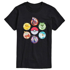 �A�j���L�����N�^�[ �����Y �g�b�v�X T�V���c �O���t�B�b�N Licensed Character Men's Pokemon Sparkle Badges Graphic Tee Black �u���b�N