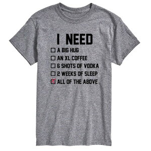 �A�j���L�����N�^�[ �����Y �g�b�v�X T�V���c �g�[�� �O���t�B�b�N Licensed Character Big & Tall I Need All Of The Above Graphic Tee Gray �O���[