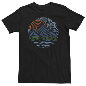 �A���u�����f�b�h �����Y �g�b�v�X T�V���c �g�[�� �O���t�B�b�N Unbranded Big & Tall Sunset And Mountain Waves Design Graphic Tee Black �u���b�N